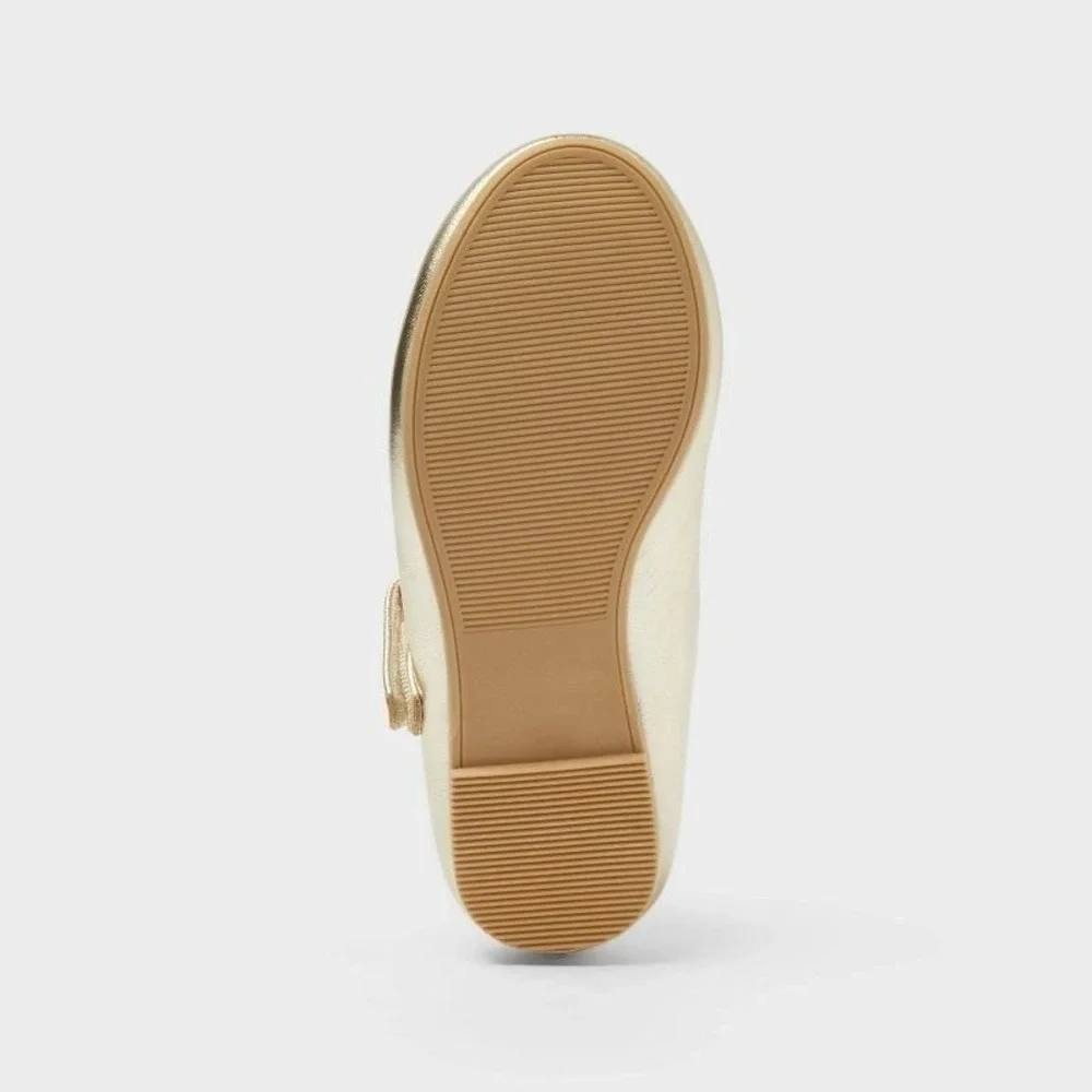 Toddler Girls‎ Cat & Jack Eliana Mary Jane Flats Gold Size 7 New With Tags